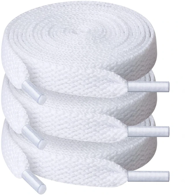Main image of 3 Pair Flat Shoe laces, 5/16" Wide Shoelaces | Athletic Running Sneakers Shoes Boot Strings