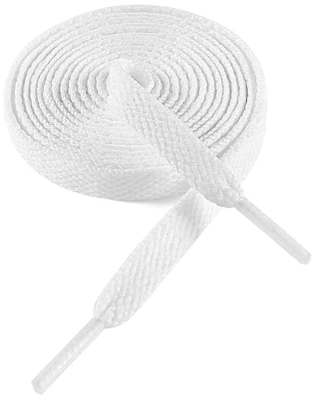 Main image of 54" Flat White Shoe Laces for Sneakers, White Shoelaces for Sneakers | 1 Pair 8mm 137 cm Men Women Replacement Shoe Strings, Cordones para Tenis, Tennis Running Gym Athletic White Shoe Strings