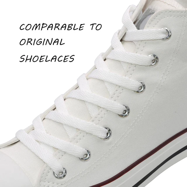 Alt view image 2 of 7 - 54" Flat White Shoe Laces for Sneakers, White Shoelaces for Sneakers | 1 Pair 8mm 137 cm Men Women Replacement Shoe Strings, Cordones para Tenis, Tennis Running Gym Athletic White Shoe Strings