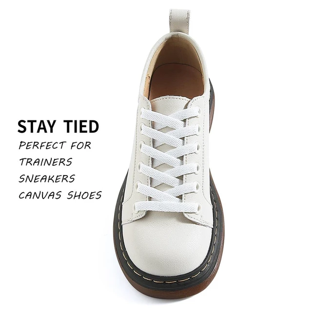 Alt view image 3 of 7 - 54" Flat White Shoe Laces for Sneakers, White Shoelaces for Sneakers | 1 Pair 8mm 137 cm Men Women Replacement Shoe Strings, Cordones para Tenis, Tennis Running Gym Athletic White Shoe Strings