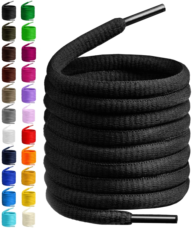 Main image of Oval Shoelaces 27 Colors Half Round 1/4" Shoe Laces 4 Different Lengths (45.5" (115cm) - L, Black)