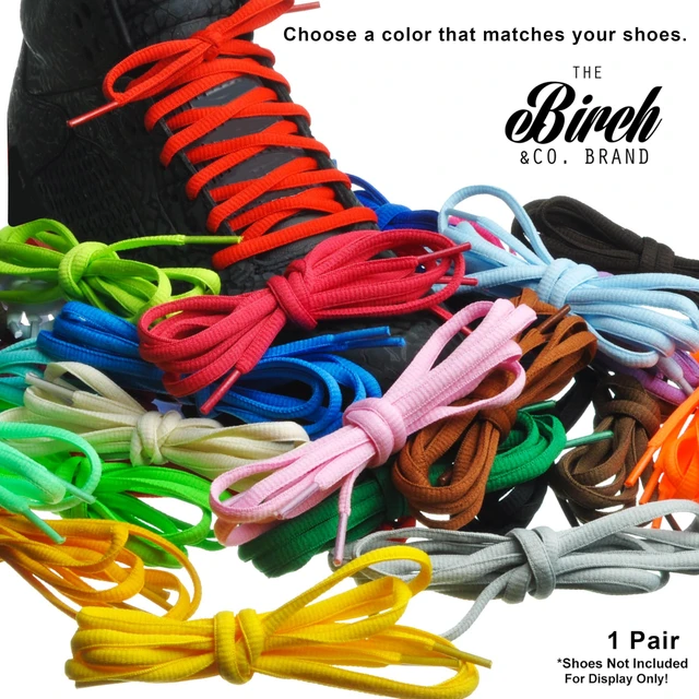 Alt view image 3 of 3 - Oval Shoelaces 27 Colors Half Round 1/4" Shoe Laces 4 Different Lengths (45.5" (115cm) - L, Black)