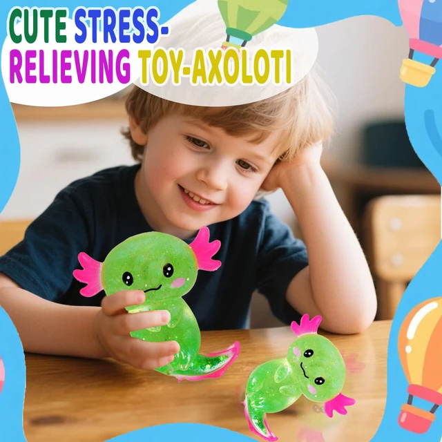 Alt view image 5 of 7 - Squishy Stress Relief Toy Glitter Fidget Toys Cute Malt Sugar Axolotl Toy Fidget Toys Adults Fidget Toy for Kids Youth Adult, Party Favors Anxiety Relief Squishy Toys(Green)