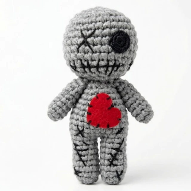 Main image of Handmade Emotional Support Voodoo Doll, Funny Crochet Positive Doll for Stress Relief, Soft Knitted Calming Toy, Unique Cheer Up Gift for Friends Feeling Down & Coworkers (Gray)