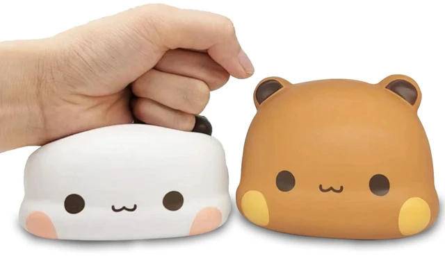 Main image of 2PCS Bubu and Dudu Bears Decorations, Cute Cartoon Statue Bear Panda Figurine Office Desk Decor for Soft Decompression