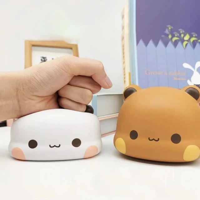 Alt view image 4 of 6 - 2PCS Bubu and Dudu Bears Decorations, Cute Cartoon Statue Bear Panda Figurine Office Desk Decor for Soft Decompression