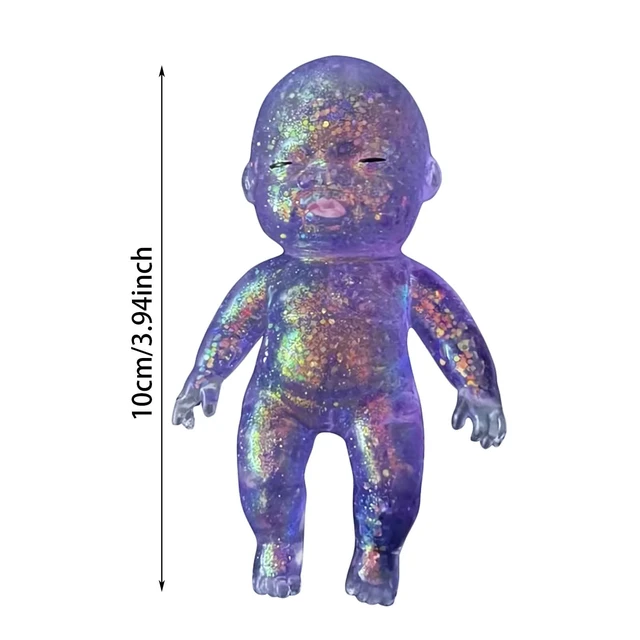 Alt view image 2 of 6 - Baby Squishy Glitter Slow Rising | Cute Sparkly Sensory Decompression Doll for Adults, Portable Relief Anxiety Stress Ball, Desk Decor & Gift (pink+blue+purple)