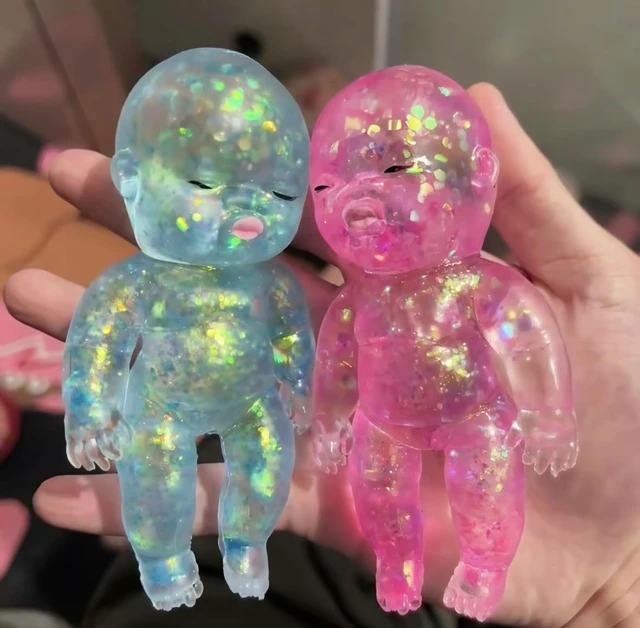 Alt view image 4 of 6 - Baby Squishy Glitter Slow Rising | Cute Sparkly Sensory Decompression Doll for Adults, Portable Relief Anxiety Stress Ball, Desk Decor & Gift (pink+blue+purple)