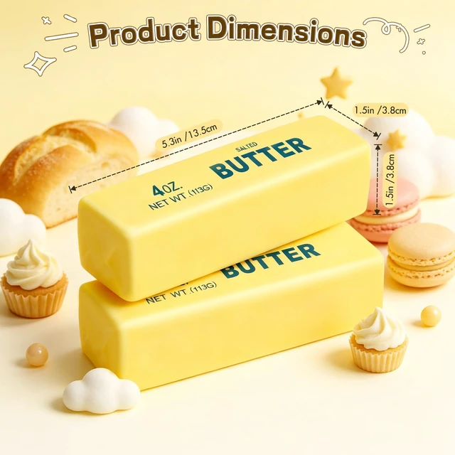 Alt view image 2 of 7 - Butter Squishy ,Stress Balls,2 Pack Fidget Toy | Super Soft Slow Rising Sensory Toy,Cute Desktop Ornament for Adults,Stress Relief,Ideal Holiday &Fidget for School