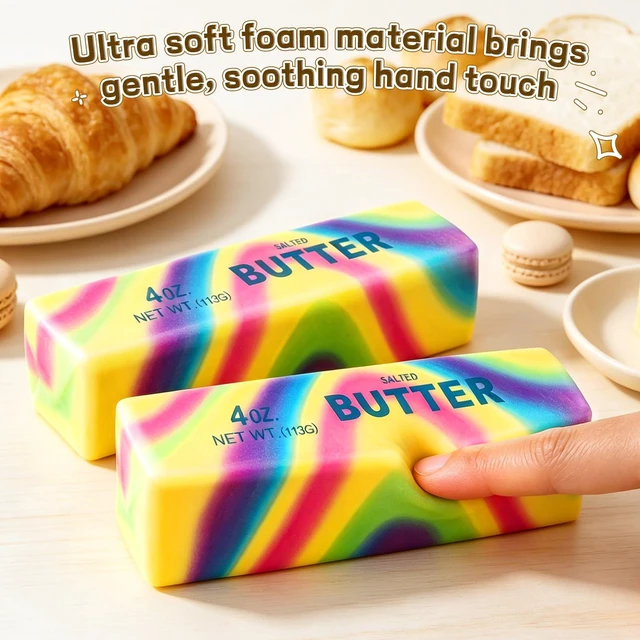 Alt view image 3 of 7 - Butter Squishy ,Stress Balls,2 Pack Fidget Toy | Super Soft Slow Rising Sensory Toy,Cute Desktop Ornament for Adults,Stress Relief,Ideal Holiday &Fidget for School