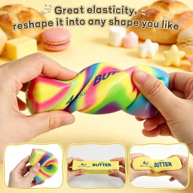 Alt view image 5 of 7 - Butter Squishy ,Stress Balls,2 Pack Fidget Toy | Super Soft Slow Rising Sensory Toy,Cute Desktop Ornament for Adults,Stress Relief,Ideal Holiday &Fidget for School