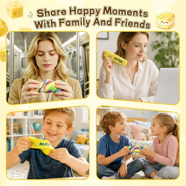 Alt view image 6 of 7 - Butter Squishy ,Stress Balls,2 Pack Fidget Toy | Super Soft Slow Rising Sensory Toy,Cute Desktop Ornament for Adults,Stress Relief,Ideal Holiday &Fidget for School