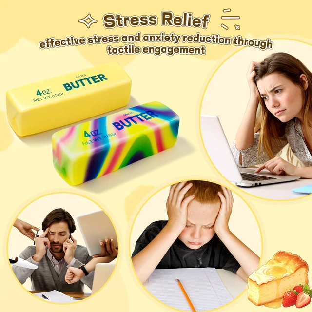 Alt view image 7 of 7 - Butter Squishy ,Stress Balls,2 Pack Fidget Toy | Super Soft Slow Rising Sensory Toy,Cute Desktop Ornament for Adults,Stress Relief,Ideal Holiday &Fidget for School