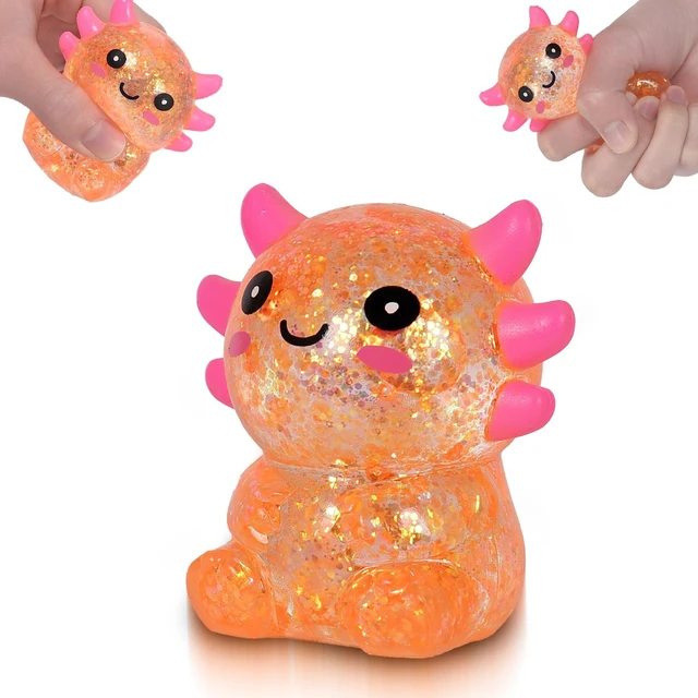 Main image of Axolotl Squishy Toy, Cute Slow Rising Fidget Toy for Stress Relief, Soft Squeeze Sensory Toy for Kids and Adults, Handheld Stress Ball for Anxiety and Focus Sitting Posture Axolotl(Orange)