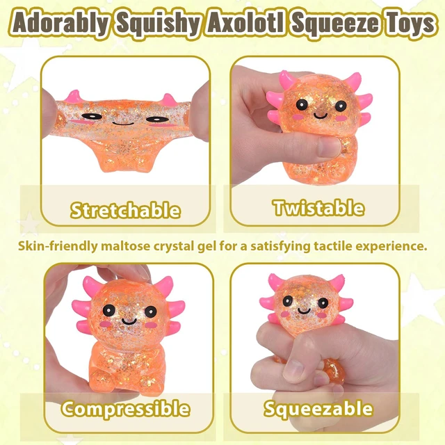 Alt view image 2 of 7 - Axolotl Squishy Toy, Cute Slow Rising Fidget Toy for Stress Relief, Soft Squeeze Sensory Toy for Kids and Adults, Handheld Stress Ball for Anxiety and Focus Sitting Posture Axolotl(Orange)