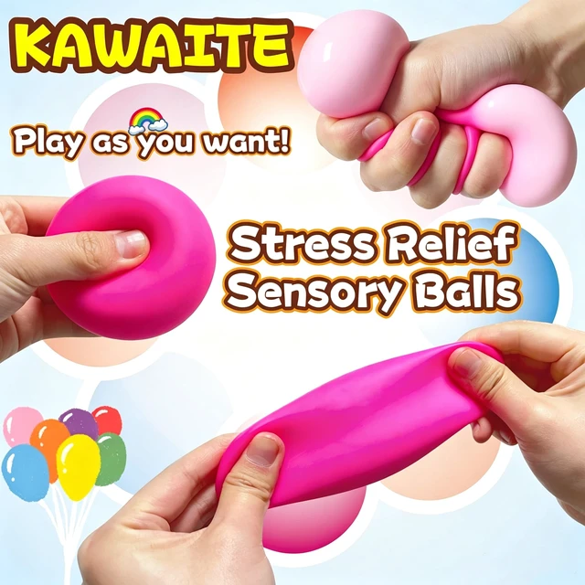 Alt view image 4 of 5 - Dough Stress Ball (1 Pack) Pink Miniature Figurines for Adults | Squishy Stress Balls Miniature Figurines, Stretchy Squishy Pink Stress Relief Balls, Ideal for Desk Decor, Special Needs