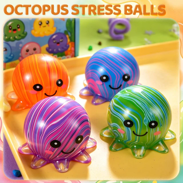 Alt view image 6 of 7 - 4 Pack Squishy Toy Octopus Stress Balls for Adults, Slow Rising Squishy for Anxiety Stress Relief, Cute Squeeze Ball for Party Favors Classroom Prizes Birthday Gifts (4PC-Octopus)