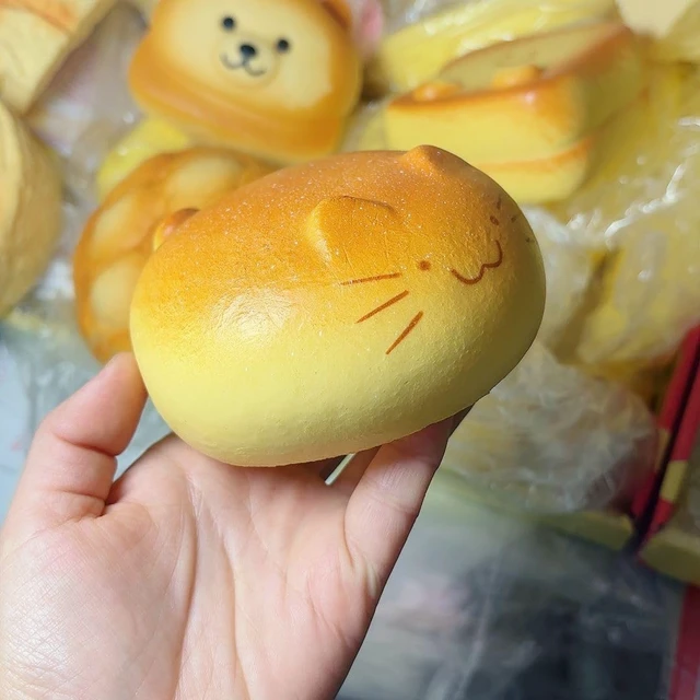 Alt view image 7 of 7 - Toys, Cute Squeeze Bread Toast Cat Sqweezy Slow Rising, Soft Squishies Party Favors for Anxiety Stress Relief, Original Sensory Fidget Novelty Relax Toy and Gift for Adults-Kitty