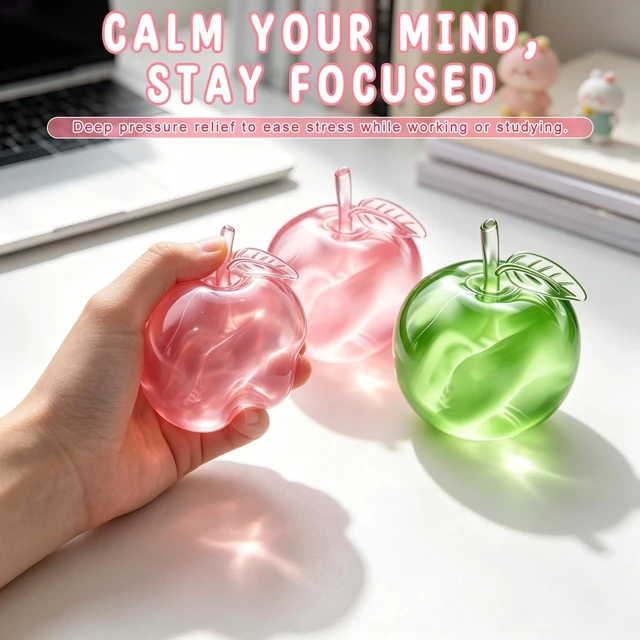 Alt view image 2 of 7 - Squishy,Clear Cute Fruit Stress Ball for Adults,Relief(Pink) | Slow Rising Stress Relief,Stress Relief Toy,Soft Cute Fruit Anxiety Relief Dough,Cute Funny Desk Decor