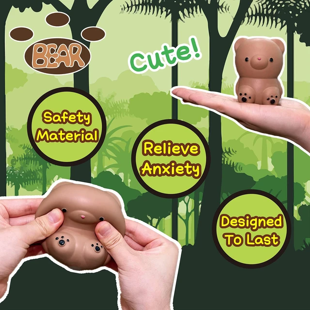 Alt view image 3 of 6 - Gummy Bear Stress Relief Dough Ball (1 Pack) - Miniature Animals Figurines Squishy Ball - Stretchy Stress Balls for Adults, Cute Bear Squishy Ball for Relax, Calm, Focus, Desk Decor