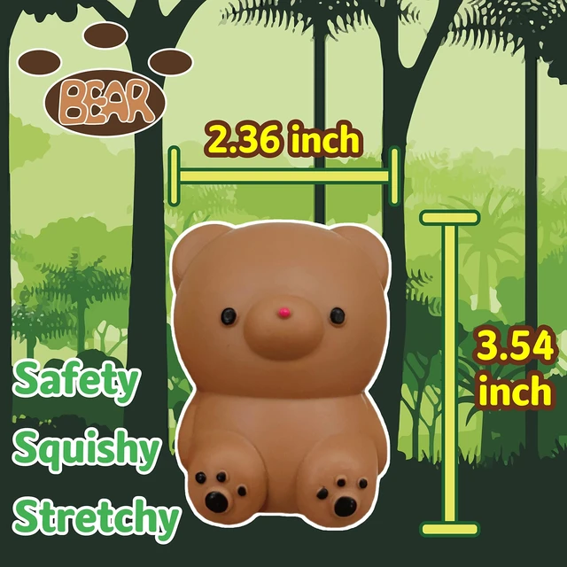 Alt view image 4 of 6 - Gummy Bear Stress Relief Dough Ball (1 Pack) - Miniature Animals Figurines Squishy Ball - Stretchy Stress Balls for Adults, Cute Bear Squishy Ball for Relax, Calm, Focus, Desk Decor