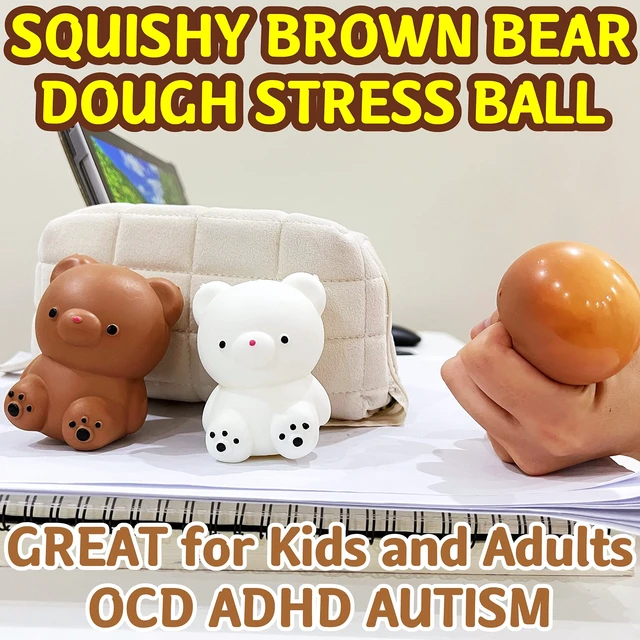 Alt view image 5 of 6 - Gummy Bear Stress Relief Dough Ball (1 Pack) - Miniature Animals Figurines Squishy Ball - Stretchy Stress Balls for Adults, Cute Bear Squishy Ball for Relax, Calm, Focus, Desk Decor