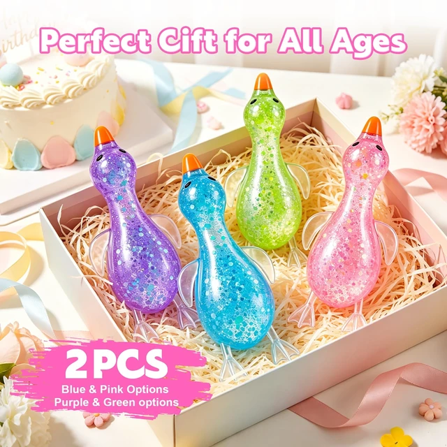 Alt view image 7 of 7 - 2 Pcs Cute Duck Squishy, Goose Squishy Stress Ball,Glitter Duck Slow Rising Stress Balls for Adults Kids, Sensory Fidget Toys for Anxiety Relief Classroom Prizes Party Favors