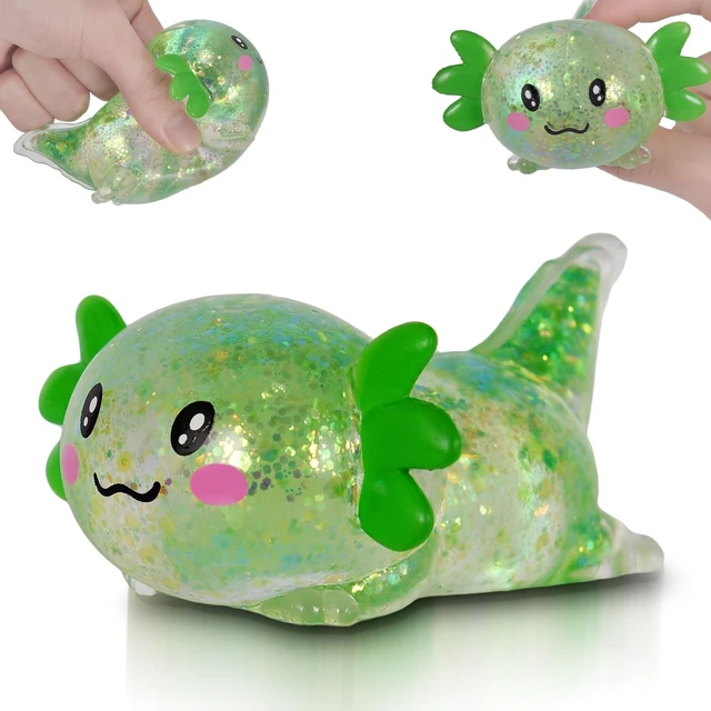 Main image of Axolotl Squishy Toy, Cute Slow Rising Fidget Toy for Stress Relief, Soft Squeeze Sensory Toy for Kids and Adults, Handheld Stress Ball for Anxiety and Focus(Green)