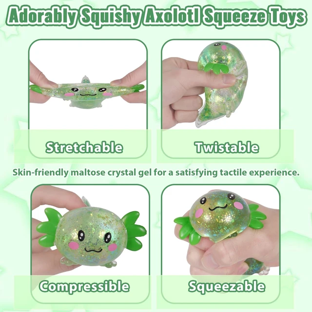 Alt view image 2 of 7 - Axolotl Squishy Toy, Cute Slow Rising Fidget Toy for Stress Relief, Soft Squeeze Sensory Toy for Kids and Adults, Handheld Stress Ball for Anxiety and Focus(Green)