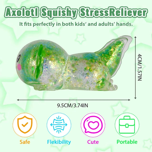 Alt view image 3 of 7 - Axolotl Squishy Toy, Cute Slow Rising Fidget Toy for Stress Relief, Soft Squeeze Sensory Toy for Kids and Adults, Handheld Stress Ball for Anxiety and Focus(Green)