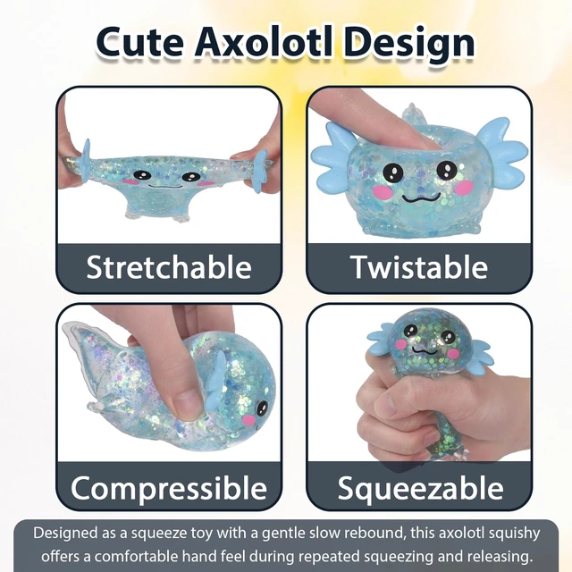 Alt view image 2 of 7 - Axolotl Squishy Toy, Medium Squishy Axolotl Squeeze Toy, Soft Slow Rising Stress Relief Toy, Sensory Fidget Toys Squishy for Anxiety for Kids Youth Adults (Blue)