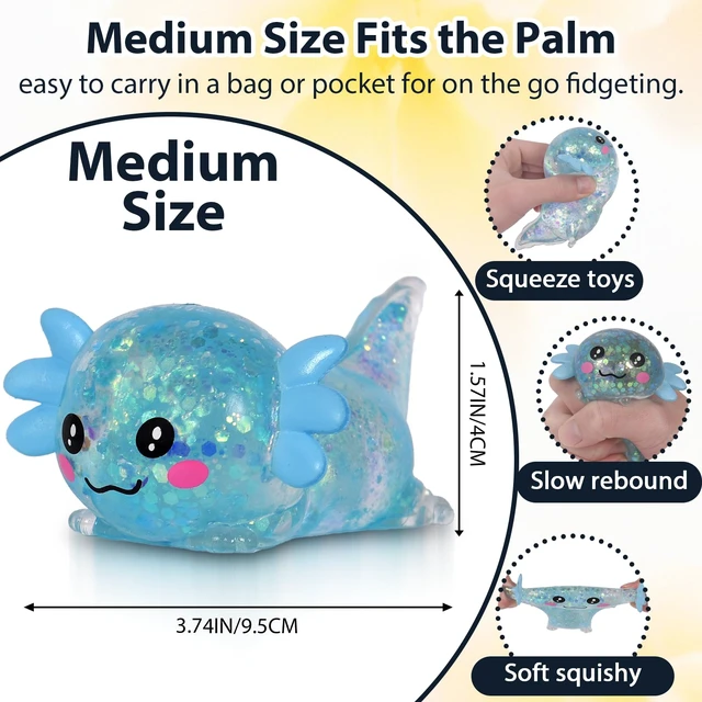 Alt view image 4 of 7 - Axolotl Squishy Toy, Medium Squishy Axolotl Squeeze Toy, Soft Slow Rising Stress Relief Toy, Sensory Fidget Toys Squishy for Anxiety for Kids Youth Adults (Blue)