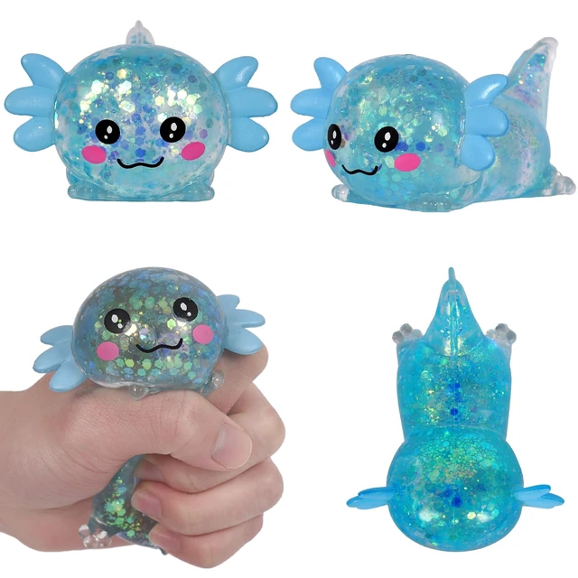 Alt view image 7 of 7 - Axolotl Squishy Toy, Medium Squishy Axolotl Squeeze Toy, Soft Slow Rising Stress Relief Toy, Sensory Fidget Toys Squishy for Anxiety for Kids Youth Adults (Blue)