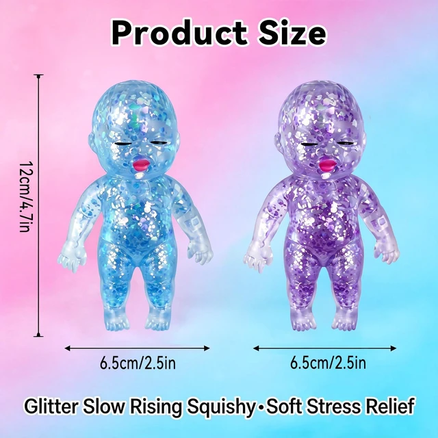 Alt view image 2 of 6 - Glittery, Slow Rising Squishies, Desk Decor & Anxiety Relief | Soft Squeezable Fidget Toy, Ideal for Birthday Gifts, Party Favors, Easter Basket Stuffers