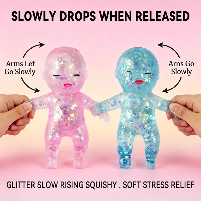Alt view image 3 of 6 - Glittery, Slow Rising Squishies, Desk Decor & Anxiety Relief | Soft Squeezable Fidget Toy, Ideal for Birthday Gifts, Party Favors, Easter Basket Stuffers