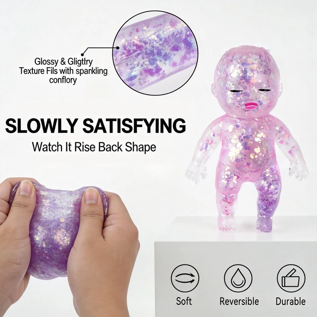 Alt view image 4 of 6 - Glittery, Slow Rising Squishies, Desk Decor & Anxiety Relief | Soft Squeezable Fidget Toy, Ideal for Birthday Gifts, Party Favors, Easter Basket Stuffers