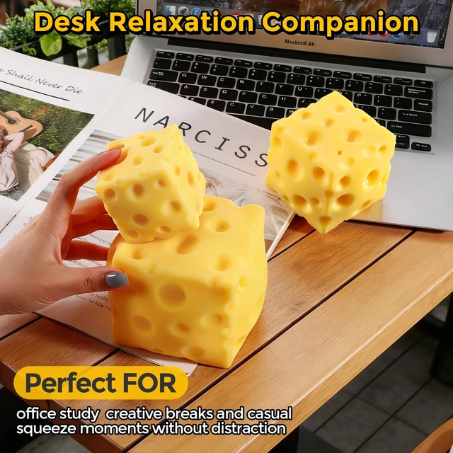Alt view image 3 of 6 - Squishy (6cm),Cheese Block Squeeze Toy,Squishies Stress Relief Fidget Toys,Stocking Stuffer Novelty Birthday Gifts for Kids Teens Boys Girls (2.4 inch)