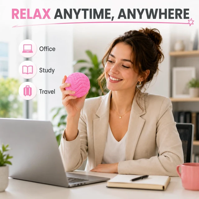 Alt view image 4 of 6 - Ball Squishy Stress Ball,Soft Slow-Rise Sensory Fidget Toy for Adults | Calming Squeeze Ball for Anxiety Relief, Hand Flexibility & Focus Enhancement (Pink)