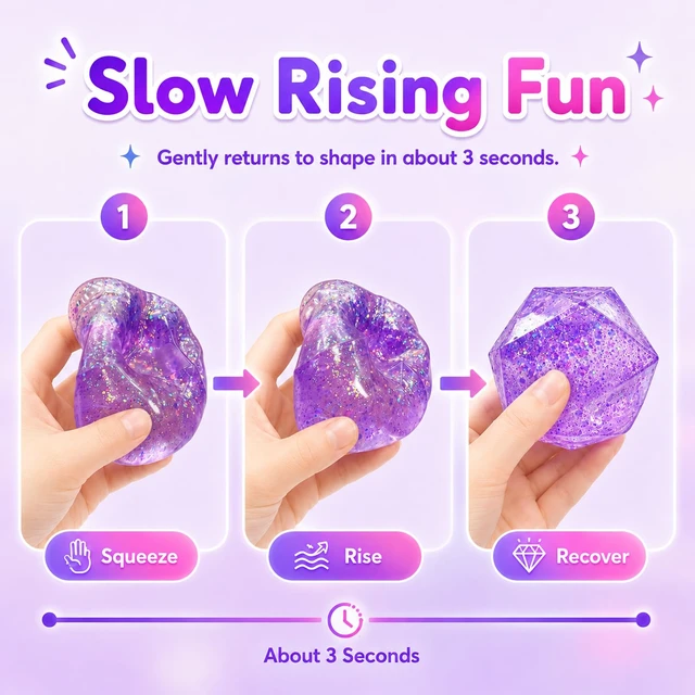 Alt view image 3 of 7 - Diamond Toy,Cute Soft Squishies Squeeze Toys,Clear Sensory Fidget Stress Relief Ball for Boys Girls Adult,Office Party Birthday Gifts,Christmas,White Elephant Gifts (Glitter Purple)