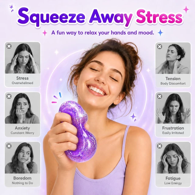 Alt view image 4 of 7 - Diamond Toy,Cute Soft Squishies Squeeze Toys,Clear Sensory Fidget Stress Relief Ball for Boys Girls Adult,Office Party Birthday Gifts,Christmas,White Elephant Gifts (Glitter Purple)