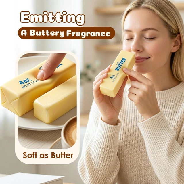 Alt view image 3 of 7 - Butter Squishy,Slow Rising Squishy Toys | Stress Relief & Sensory Toys Squeeze Toy Soft Butter Squishy Toy Creative Gift for Office Desk & Classroom