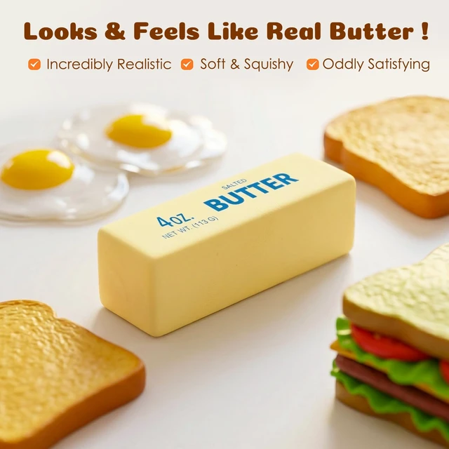 Alt view image 6 of 7 - Butter Squishy,Slow Rising Squishy Toys | Stress Relief & Sensory Toys Squeeze Toy Soft Butter Squishy Toy Creative Gift for Office Desk & Classroom