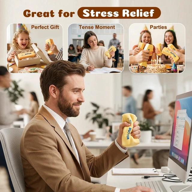 Alt view image 7 of 7 - Butter Squishy,Slow Rising Squishy Toys | Stress Relief & Sensory Toys Squeeze Toy Soft Butter Squishy Toy Creative Gift for Office Desk & Classroom