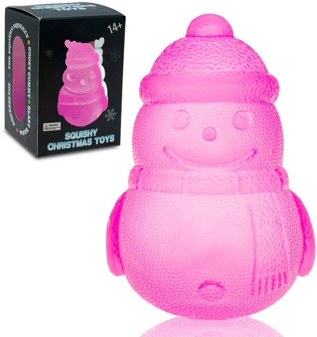 Main image of Gummy Snowman Stress Balls, Slow Rising Stretchy Squeeze Toys for Boys Girls, Maltose Filled Squishy Balls for Kids Adults, Sensory Fidget Toys Anxiety Relief for ADHD Autism (Pink)