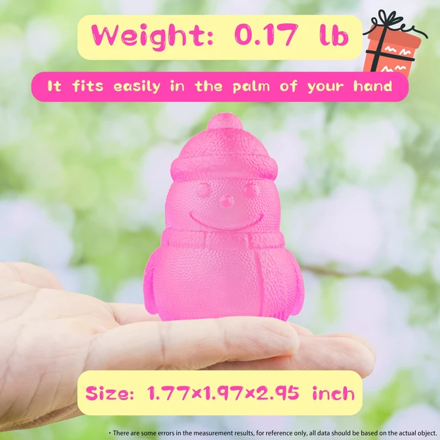 Alt view image 6 of 6 - Gummy Snowman Stress Balls, Slow Rising Stretchy Squeeze Toys for Boys Girls, Maltose Filled Squishy Balls for Kids Adults, Sensory Fidget Toys Anxiety Relief for ADHD Autism (Pink)