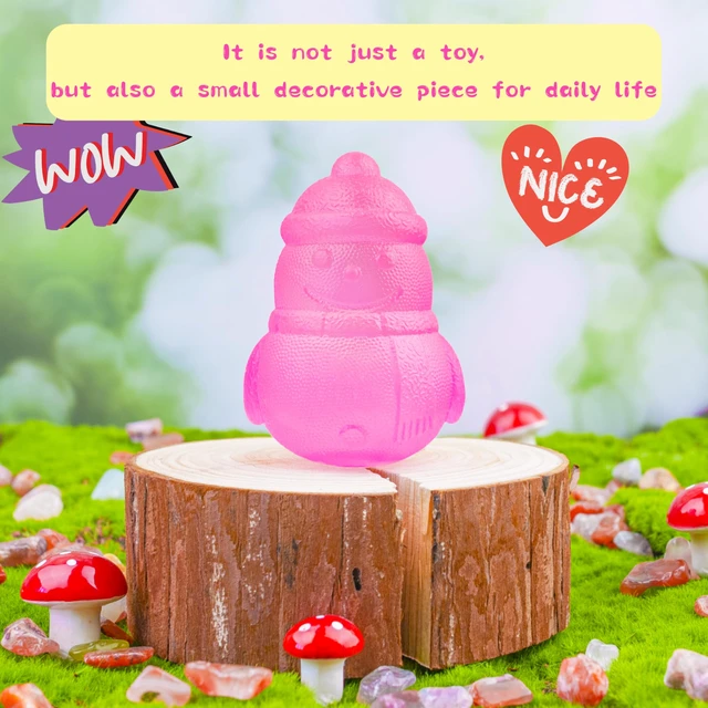 Alt view image 4 of 6 - Gummy Snowman Stress Balls, Slow Rising Stretchy Squeeze Toys for Boys Girls, Maltose Filled Squishy Balls for Kids Adults, Sensory Fidget Toys Anxiety Relief for ADHD Autism (Pink)
