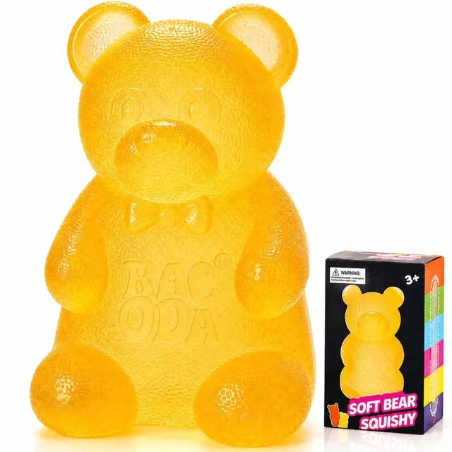 Main image of Gummy Bear Squishy Fidget ,Yellow Taba Squishy Bear Squeeze Toys | Pocket Size Non-Sticky Slow Rising Stress Ball for Anxiety Relief,Quiet Sensory Desk Toy for Kid Adult with Autism,Odor Free