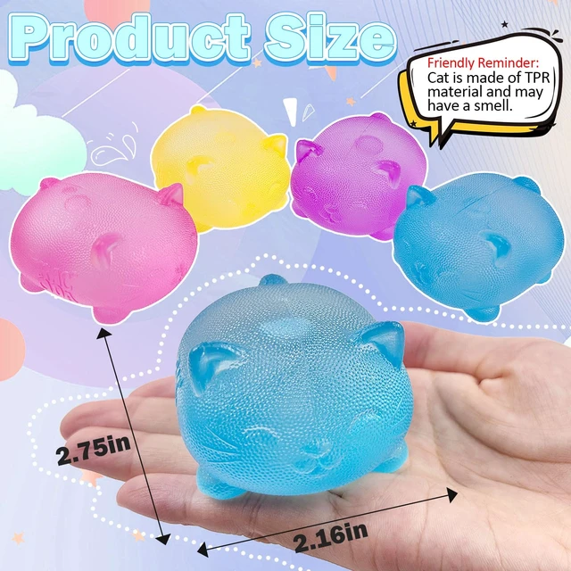 Alt view image 2 of 6 - Kitty & Sugar Ball Designs, Anxiety Relief & Focus Toy, Maltose Filled Squeeze Cat Toys for Sensory Play, Sensory Fidget Toys for Adults, Kids, Slow Rising Squishy Stress Ball ( Blue)