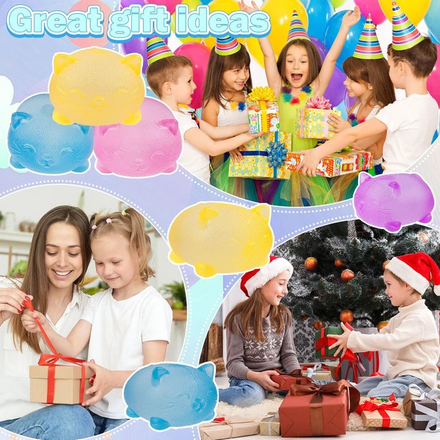 Alt view image 5 of 6 - Kitty & Sugar Ball Designs, Anxiety Relief & Focus Toy, Maltose Filled Squeeze Cat Toys for Sensory Play, Sensory Fidget Toys for Adults, Kids, Slow Rising Squishy Stress Ball ( Blue)