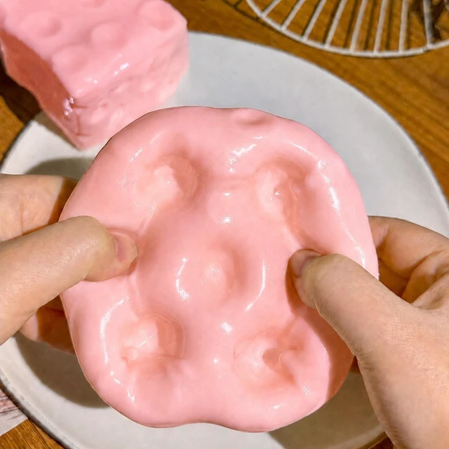 Alt view image 2 of 6 - Swiss Cheese Squishy Toy Dough Texture Stress Relief Fidget Toy for Adults, Anxiety Relief Sensory Tool, Unique Desk Decor, Not Edible